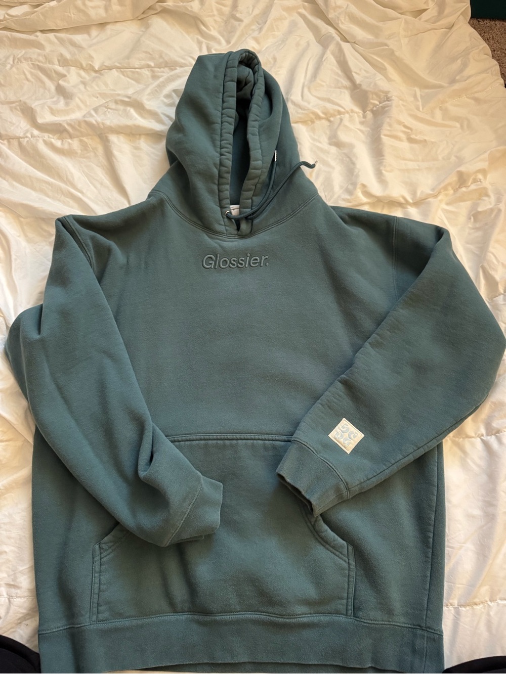 Glossier Hoodie in Olive Green with Embroidered Logo